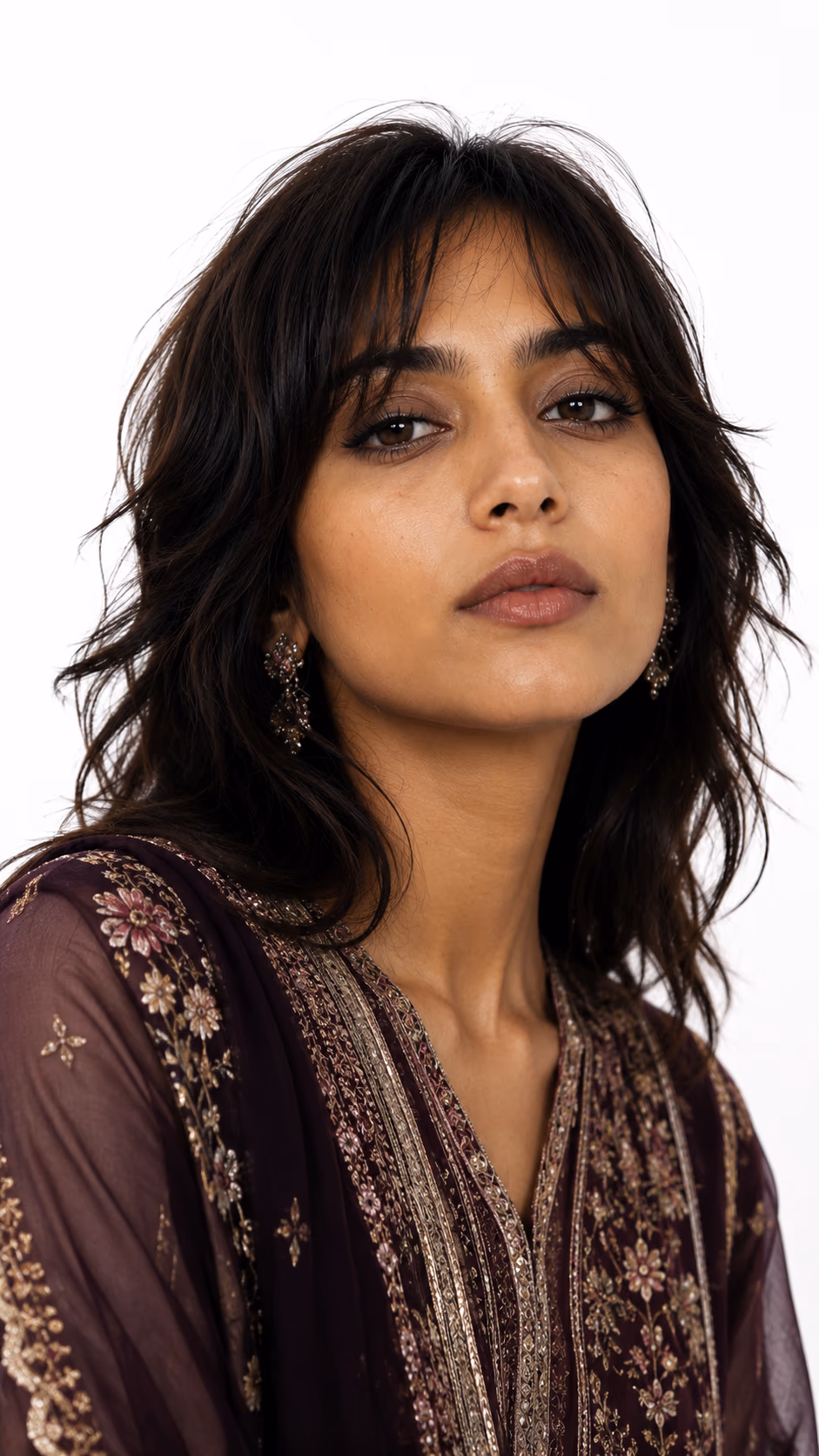 AI fashion model in a close studio portrait