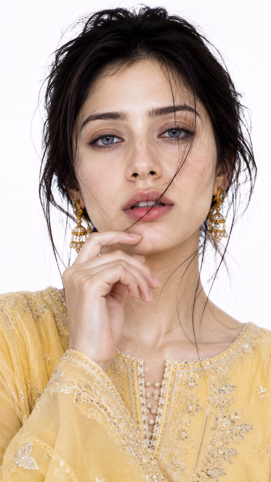 AI fashion model in an editorial studio portrait