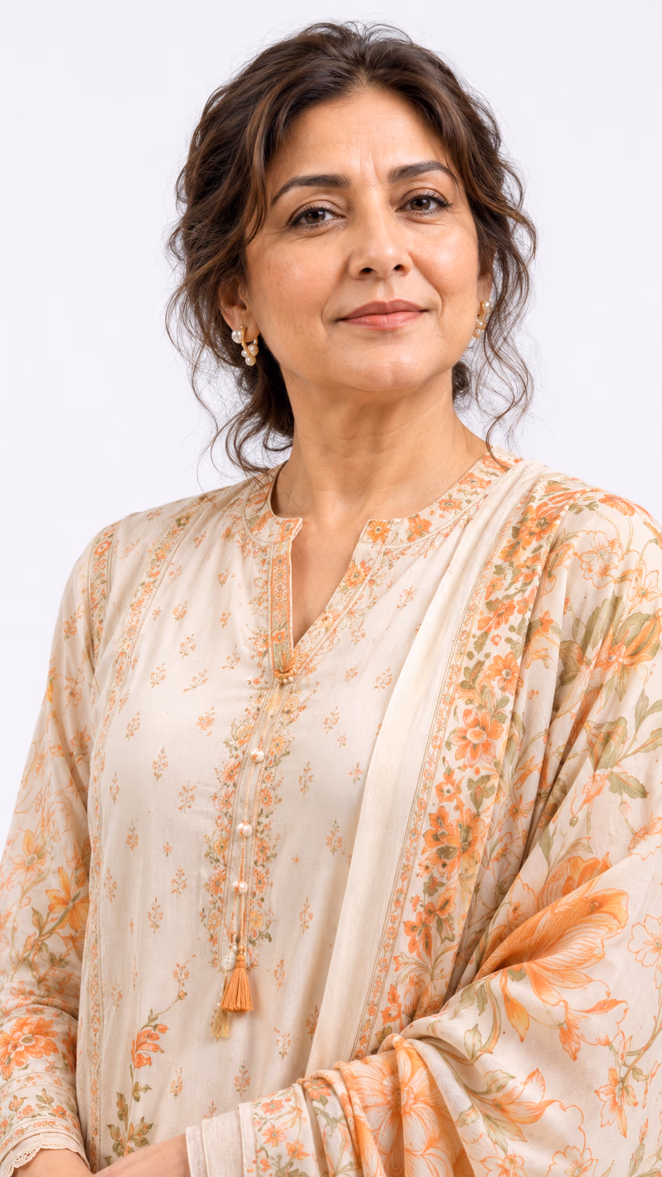 AI fashion model showcasing an embroidered garment