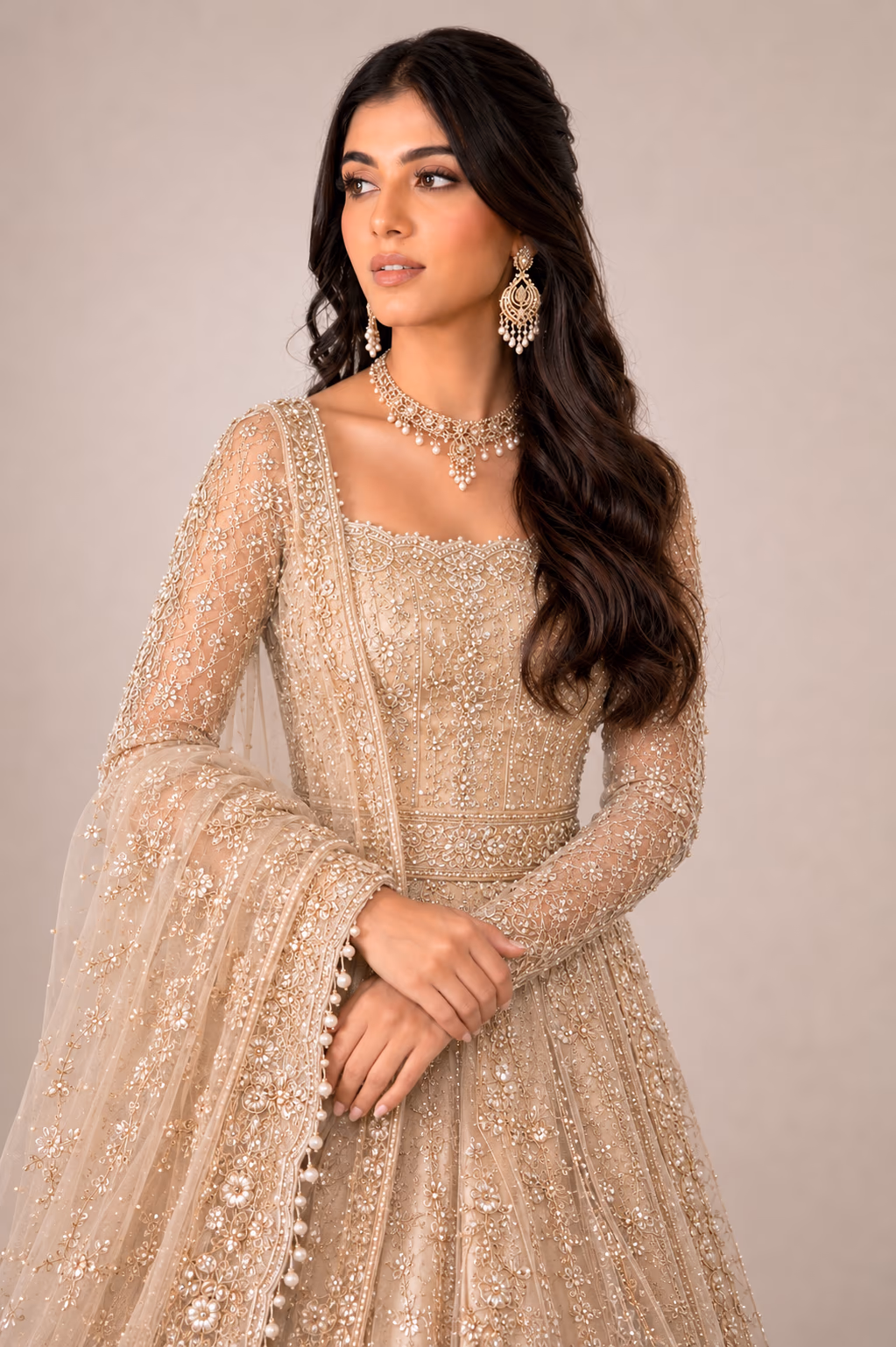 Original ivory embroidered dress